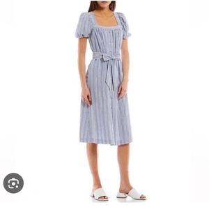Alex Marie Blue and White Striped Midi Dress